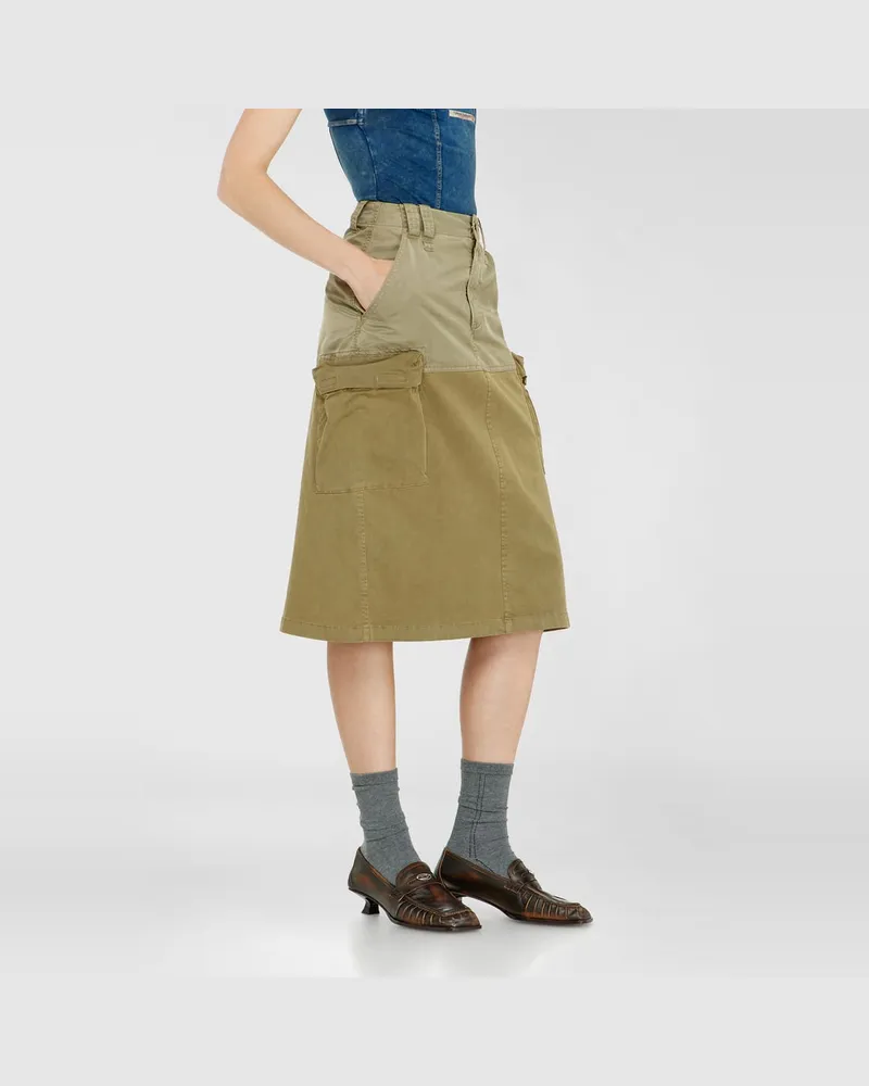 Diesel Cargo-Midirock aus Baumwolle und Nylon - Röcke - Damen - Grün Grün