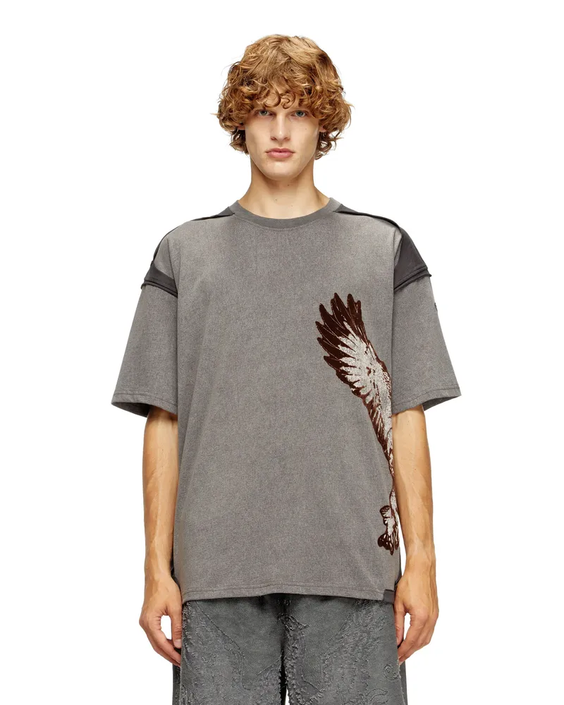 Diesel Peel-Off-T-Shirt mit Eagle-Print - T-Shirts - Herren - Grau Grau