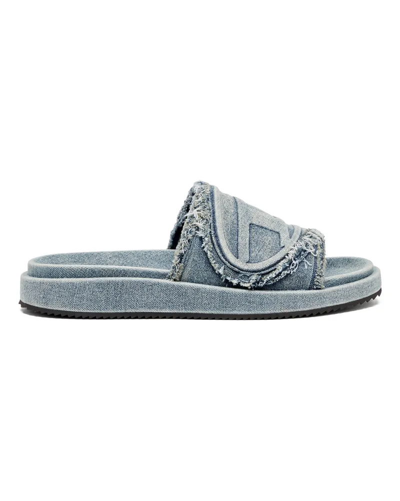 Diesel Sa-Slide D-Slides aus vielgetragenem Denim - Pantoletten - Unisex - Blau Blau