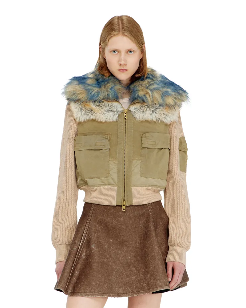 Diesel Bomberjacke mit Rippstrick- und Plüschbesatz - Jacken - Damen - Beige Beige