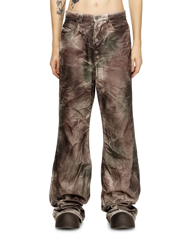 Diesel Hose aus zerknittertem Tarnleinwandstoff - Hosen - Unisex - Bunt Bunt