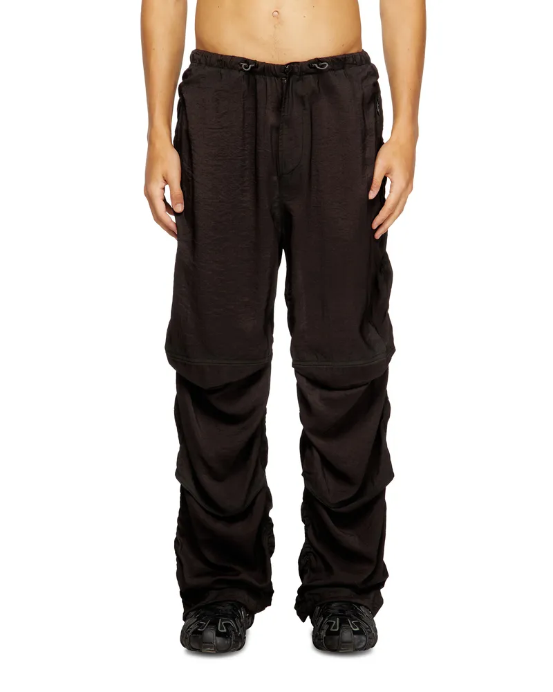 Diesel Utility-Hose aus leichtem, knitterigem Stoff - Hosen - Herren - Schwarz Schwarz