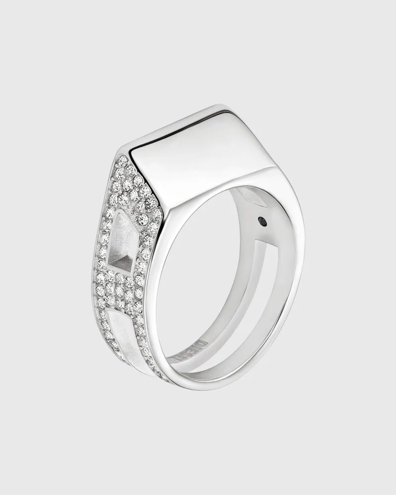Diesel Bandring aus Edelstahl mit Pavé-Besatz - Ringe - Unisex - Silber Silber