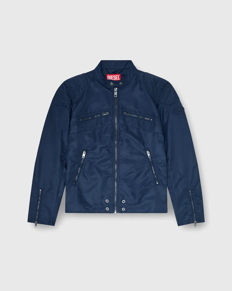 Diesel Nylonjacke mit gesteppten Schultern und Reißverschlusstaschen - Jacken - Herren - Blau Blau