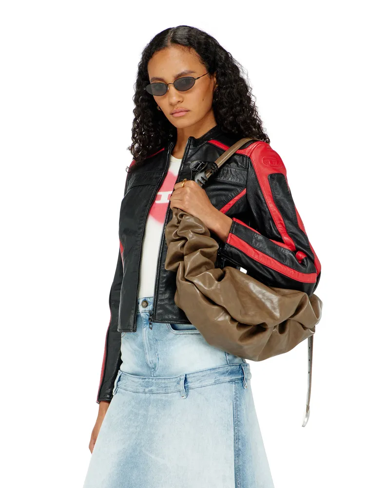 Diesel Bikerjacke aus Leder im Colour-Block-Design - Lederjacken - Damen - Bunt Bunt