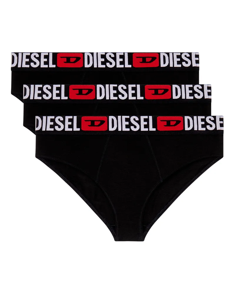 Diesel Gerippte Briefs mit hohem Bund im Dreierpack - Panties - Damen - Schwarz Schwarz