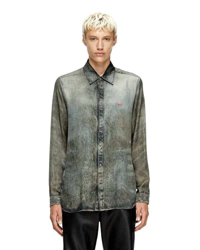 Diesel Hemd aus Viskose im Denim-Look - Hemden - Herren - Schwarz Schwarz
