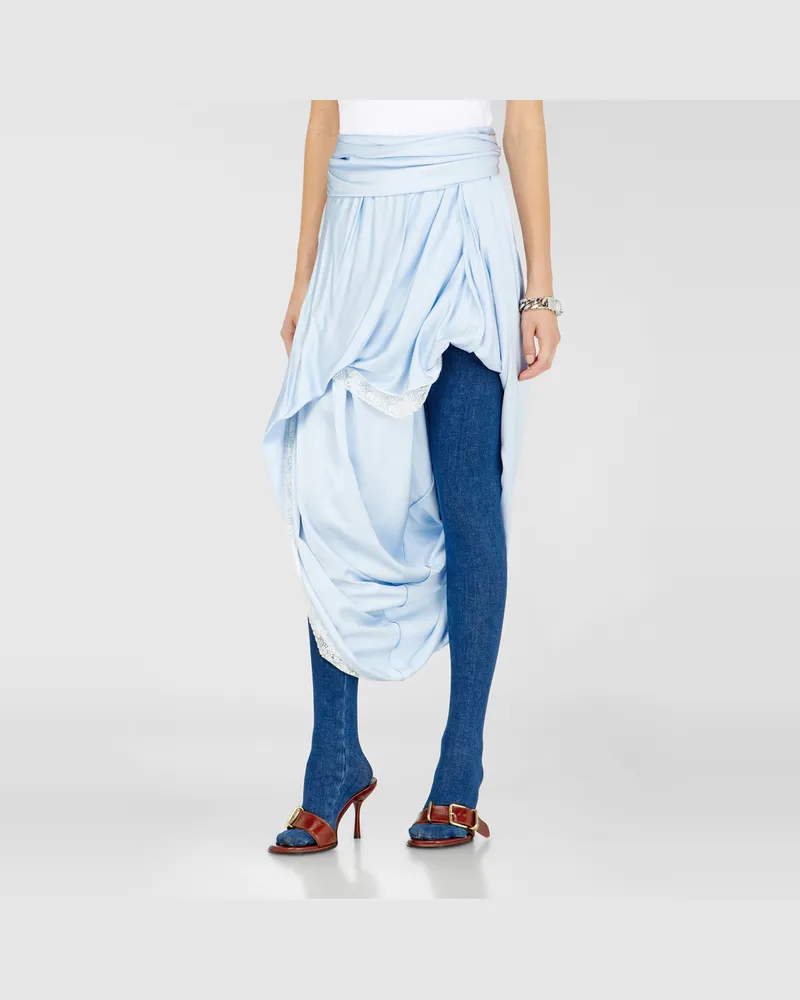 Diesel Midirock aus Satin mit Spitzenbesatz - Röcke - Damen - Blau Blau