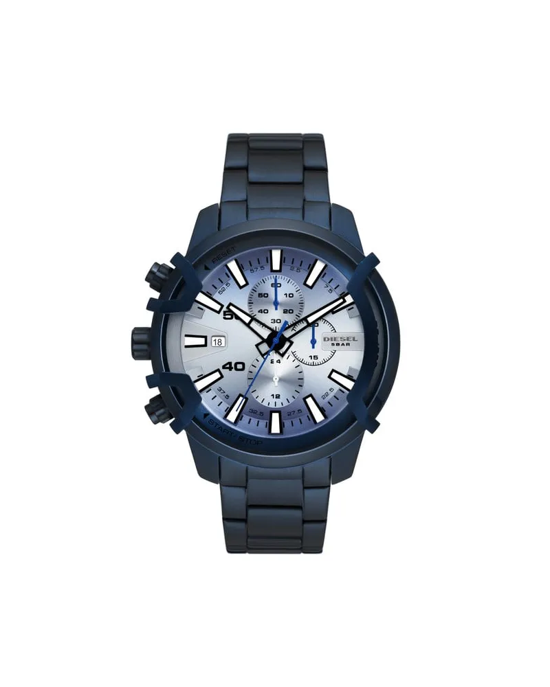 Diesel Griffed Chronograph aus blauem Edelstahl - Uhren - Herren - Blau Blau