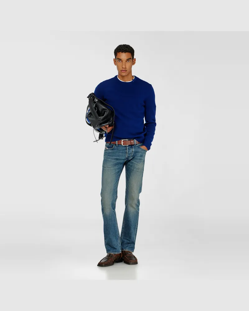 Diesel Wollpullover mit Logo am Kragen - Strickwaren - Herren - Blau Blau