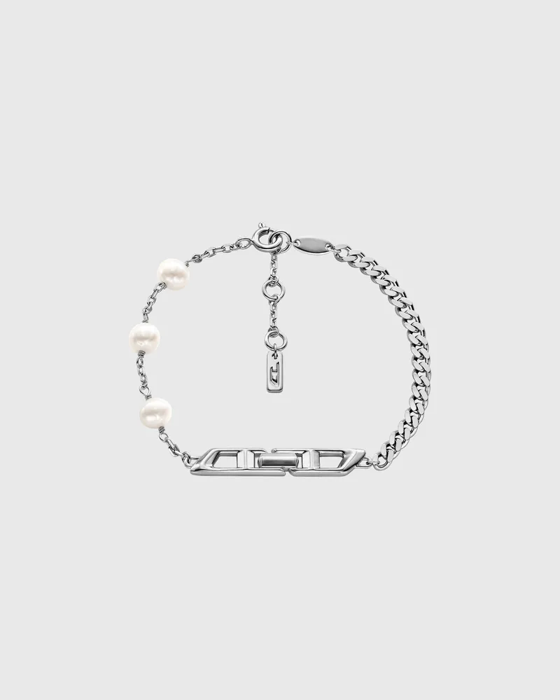 Diesel Kettenarmband aus Sterlingsilber mit Perlen - Armbänder - Unisex - Silber Silber