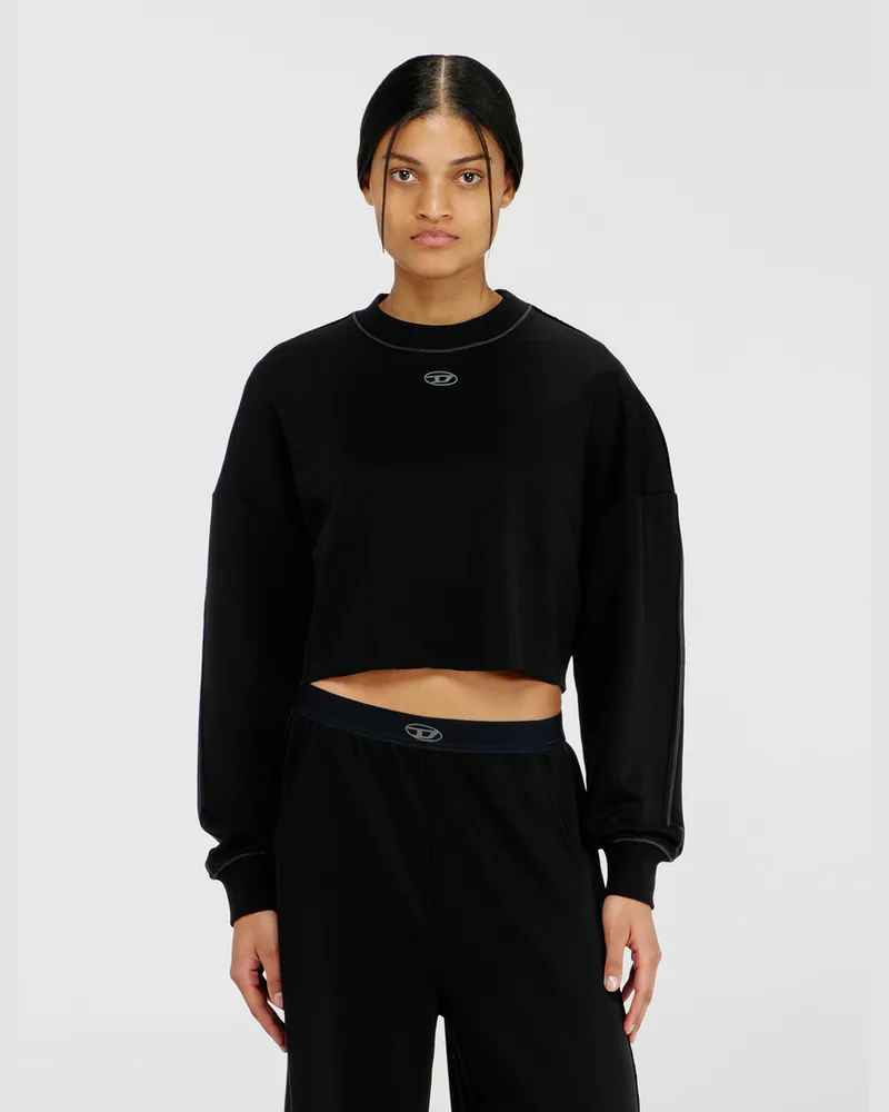 Diesel Crop-Top aus leichtem stretch scuba - Oberteile - Damen - Schwarz Schwarz