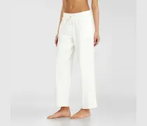 Aufgeraute Sweathose mit offenen Säumen - Hosen - Damen - Weiss