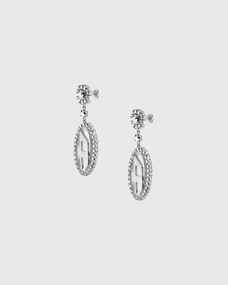 Diesel Ohrhänger aus Edelstahl mit Pavé-Besatz - Ohrringe - Unisex - Silber Silber