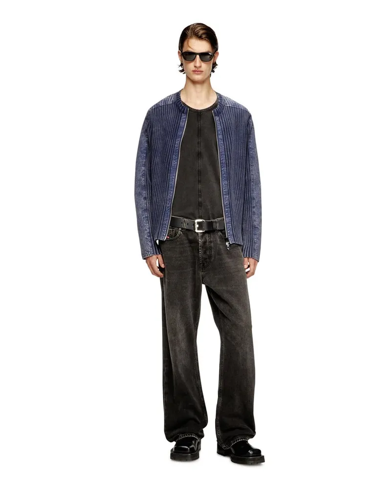 Diesel Cardigan mit Reißverschluss und Ärmelbündchen aus Denim - Strickwaren - Herren - Blau Blau
