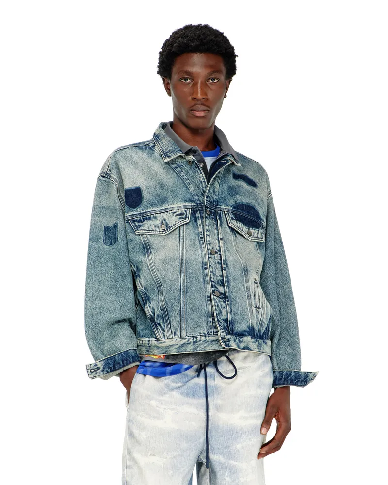 Diesel Trucker-Jacke mit Patch-Effekten - Denim jacken - Unisex - Blau Blau
