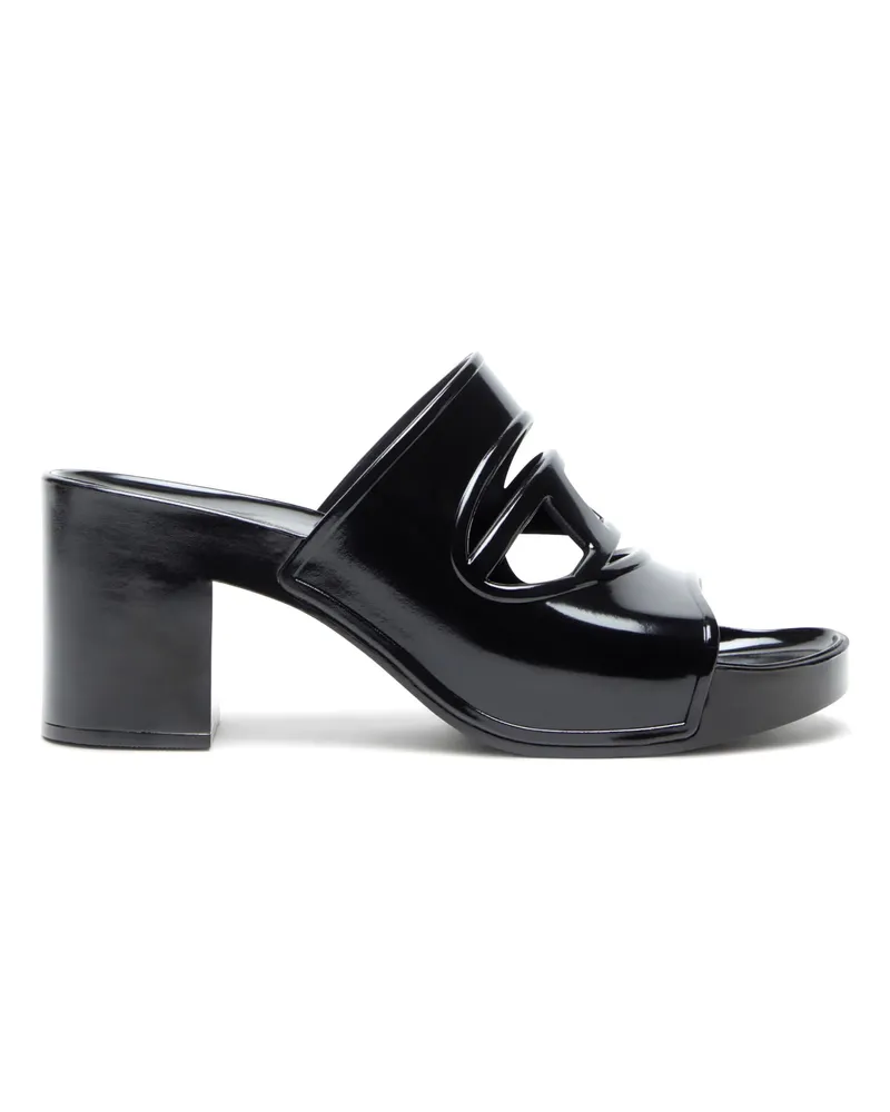 Diesel Sa-Bonnie-Pantoletten aus Gummi mit Absatz und ausgeschnittenem Logo - Sandalen - Damen - Schwarz Schwarz