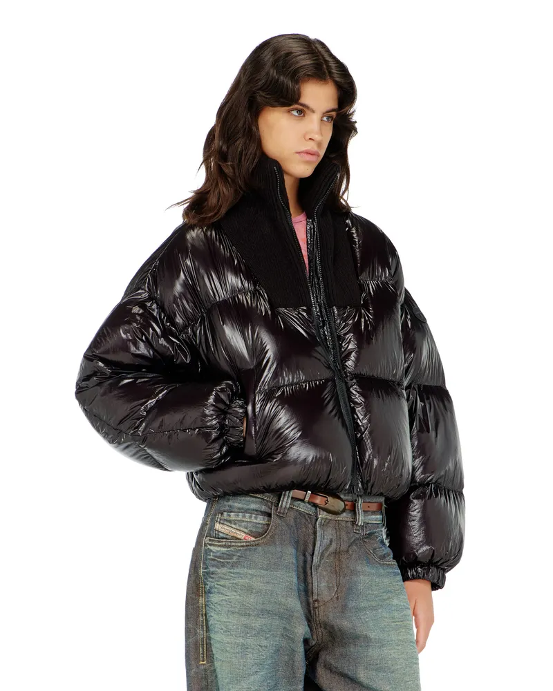 Diesel Daunen-Steppjacke aus Ripstop mit Strickkragen - Winterjacken - Damen - Schwarz Schwarz