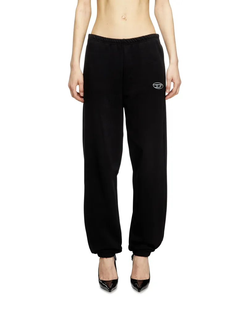 Diesel Sweathose mit Oval D-Logo mit Metall-Effekt - Hosen - Damen - Schwarz Schwarz