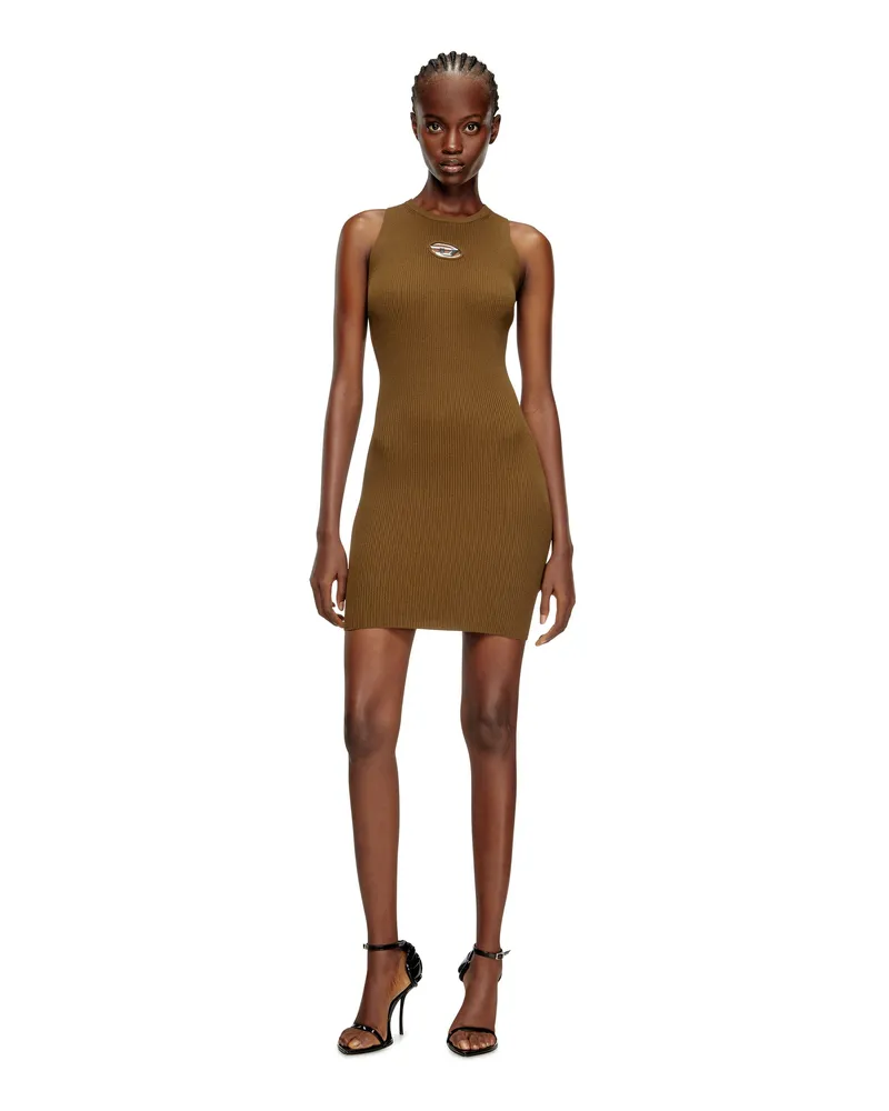 Diesel Ärmelloses Kleid aus Rippstrick - Kleider - Damen - Braun Braun