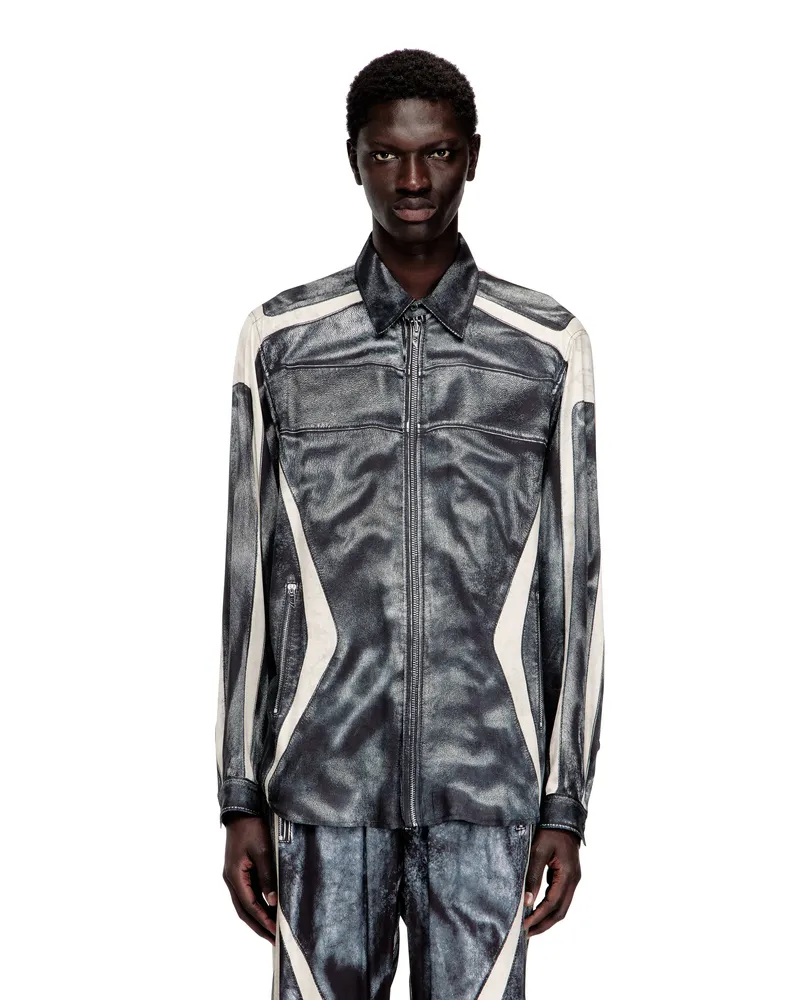 Diesel Bedrucktes Viskosehemd mit Reißverschluss vorne - Hemden - Herren - Bunt Bunt