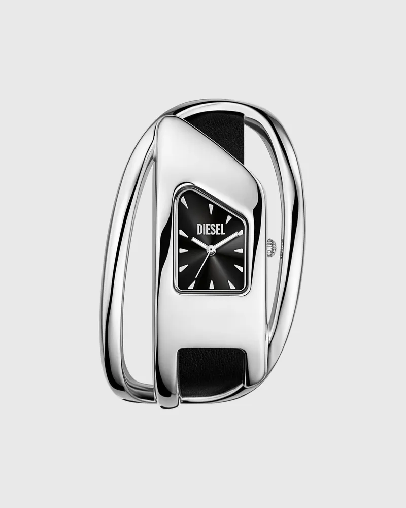 Diesel Wrap-D Schwarze Lederuhr - Uhren - Damen - Silber Silber