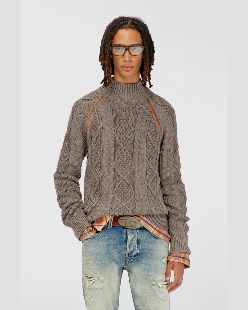 Diesel Rollkragenpullover im Zopfmuster - Strickwaren - Herren - Grau Grau
