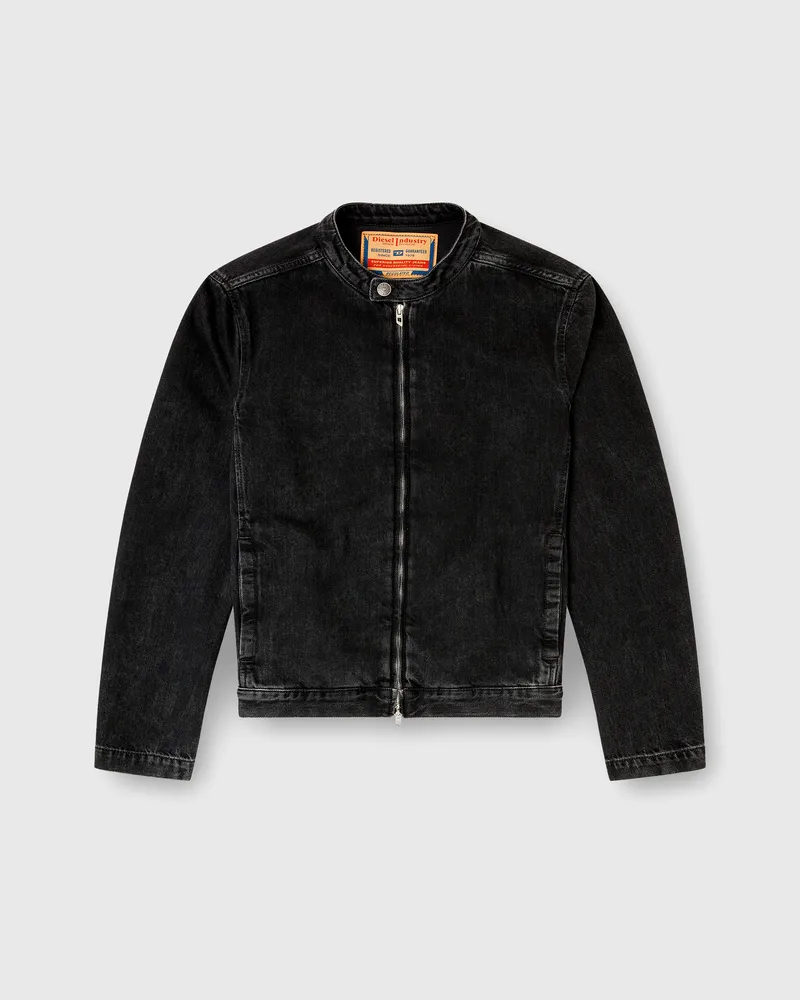 Diesel Bikerjacke aus sauber gewaschenem Denim - Denim jacken - Herren - Schwarz Schwarz