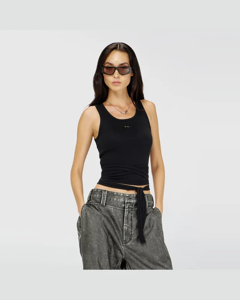 Diesel Crop-Top mit Wickelschnüren - T-Shirts - Damen - Schwarz Schwarz