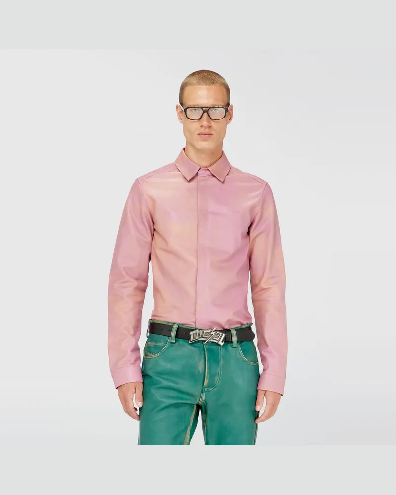 Diesel Hemd aus behandeltem Leder - Hemden - Herren - Rosa Rosa