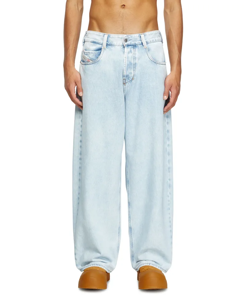 Diesel Relaxed Jeans Regular Waist 1997 D-Enim-M, Hellblau, Knopfverschluss Blau