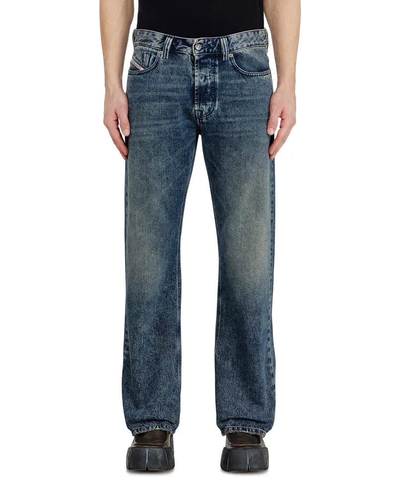 Diesel Relaxed Jeans Regular Waist 1980 D-Eeper, Dunkelblau, Knopfverschluss Blau
