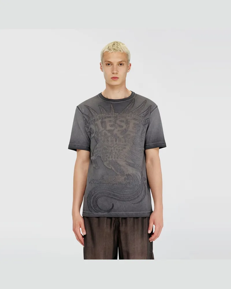 Diesel Jersey-T-Shirt mit geprägtem Motiv - T-Shirts - Herren - Grau Grau