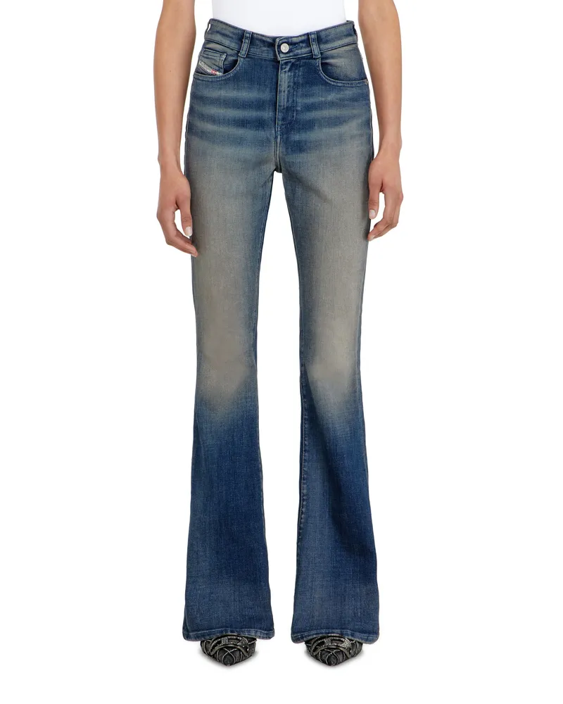 Diesel Bootcut Jeans High Waist 1973 D-Partt, Dunkelblau, Reißverschluss Blau
