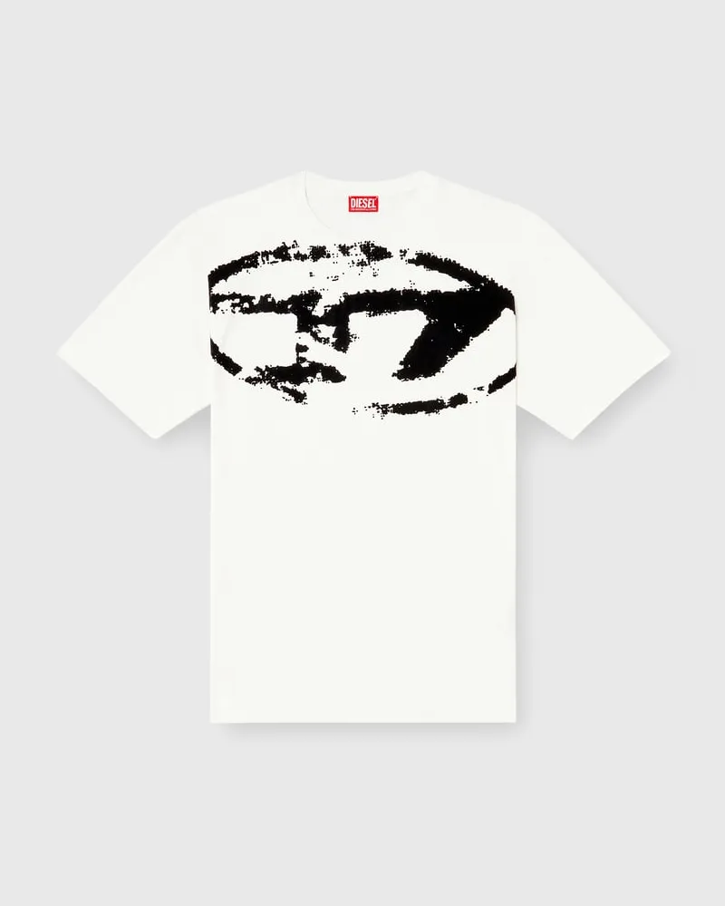 Diesel T-Shirt mit beflocktem Distressed-Logo - T-Shirts - Herren - Weiss Weiss