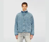 Jacke aus Denim mit Zopfmuster-Effekt - Denim jacken - Herren - Blau