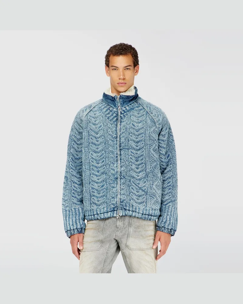 Diesel Jacke aus Denim mit Zopfmuster-Effekt - Denim jacken - Herren - Blau Blau