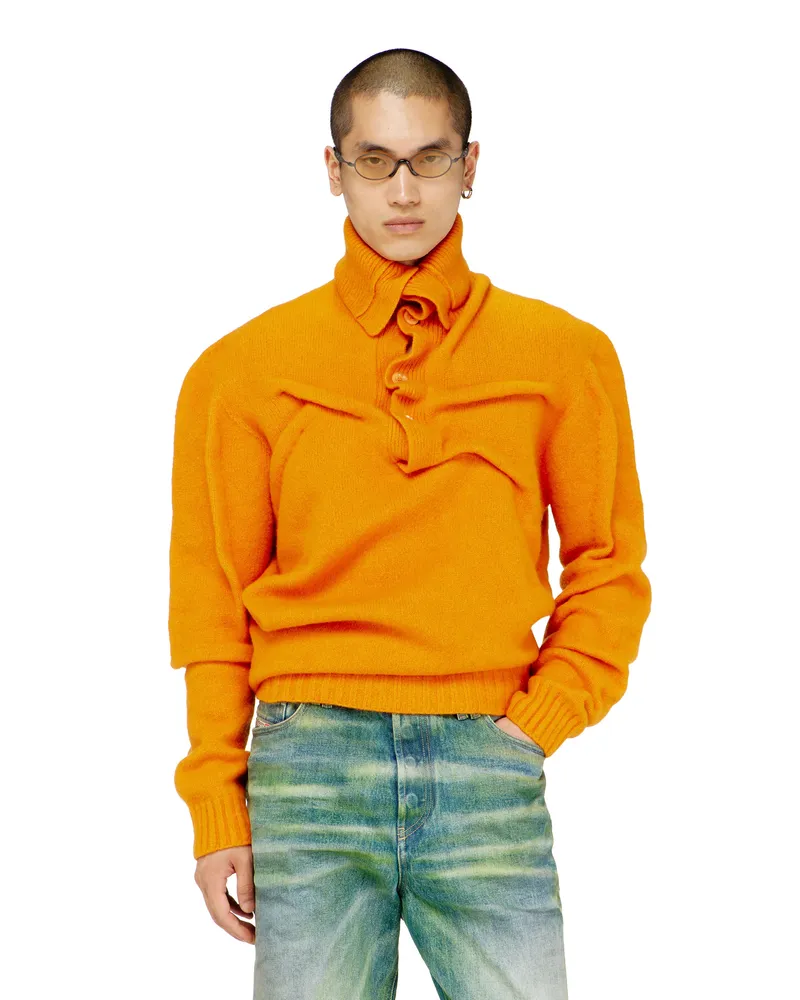 Diesel Pullover mit Knopfleiste aus gekochtem, geknittertem Strick - Strickwaren - Herren 