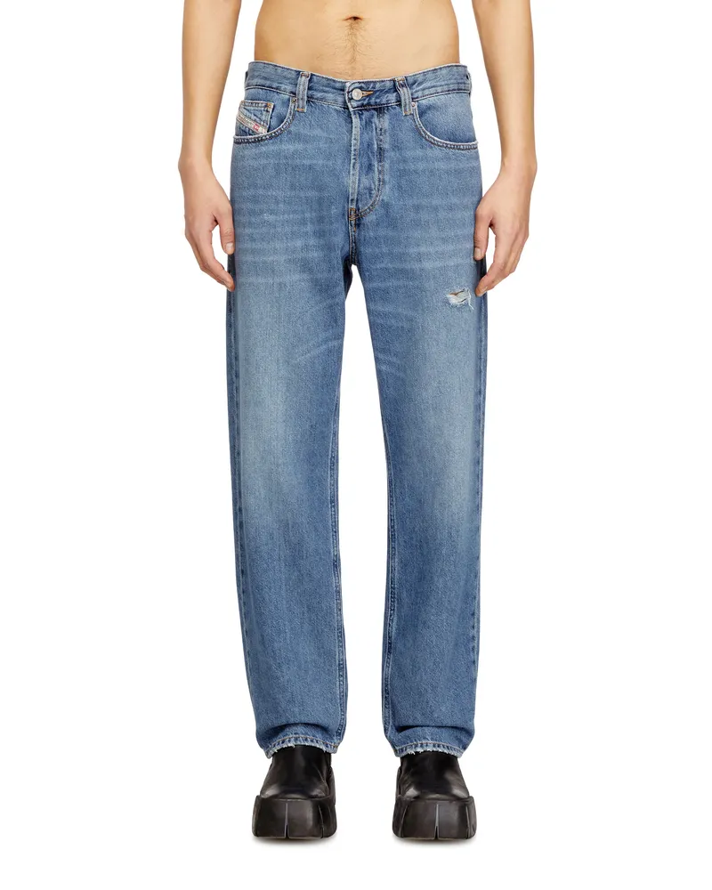 Diesel Regular Jeans Regular Waist 2024 D-Macs, Hellblau, Knopfverschluss Blau