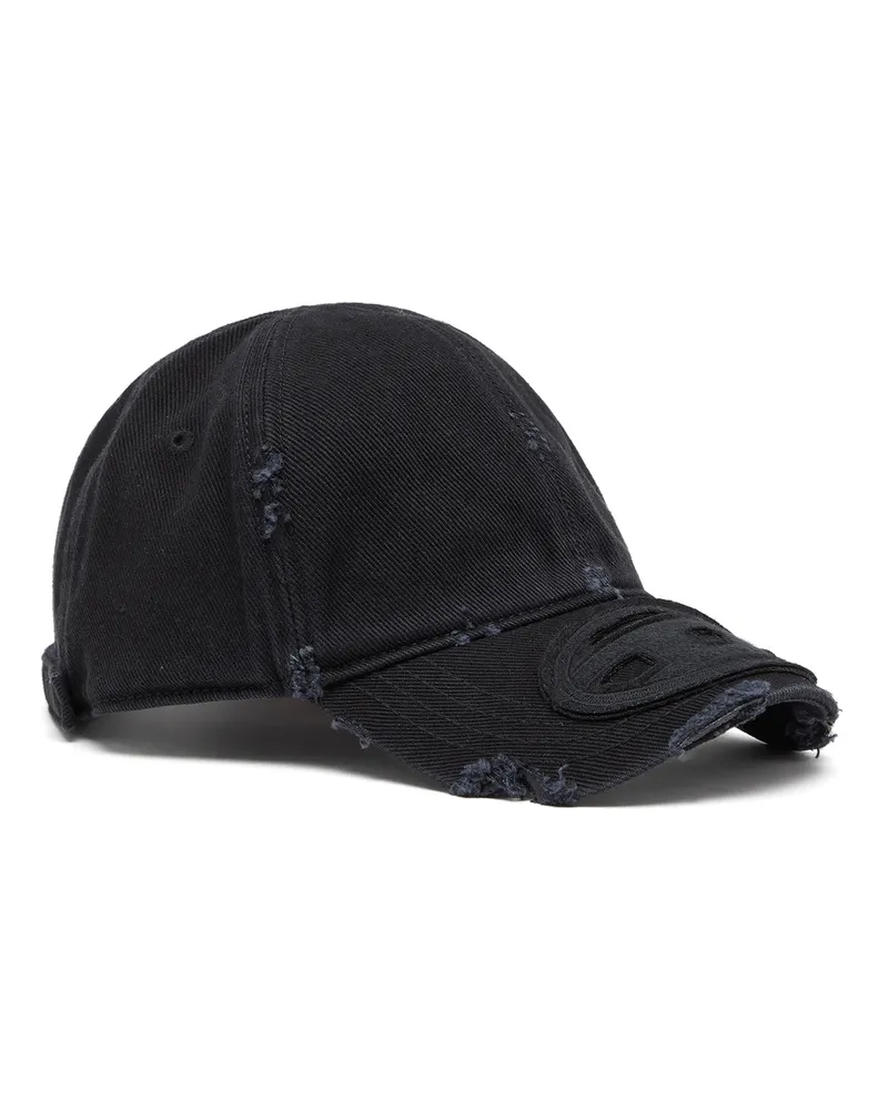 Diesel Cap aus baumwoll-twill mit distressed details - Hüte - Herren - Schwarz Schwarz