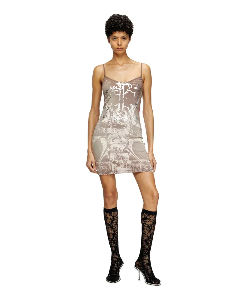 Diesel Mini-Kleid mit Folien-Print - Kleider - Damen - Braun Braun