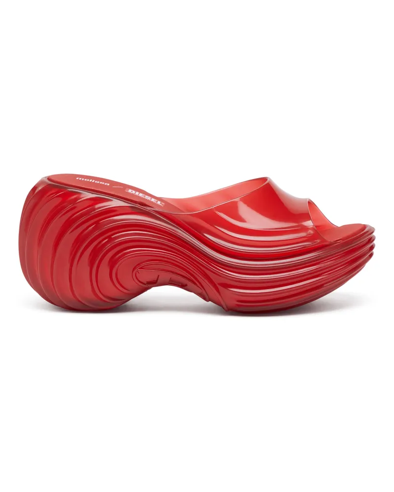 Diesel Plateau-Pantolette aus Melflex - Sandalen - Damen - Rot Rot