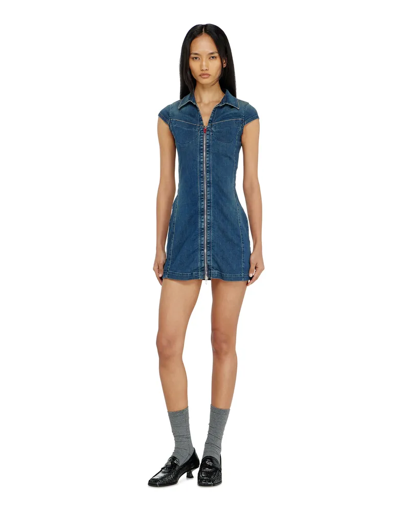 Diesel Jeanshemdkleid mit durchgehendem zip - Kleider - Damen - Blau Blau