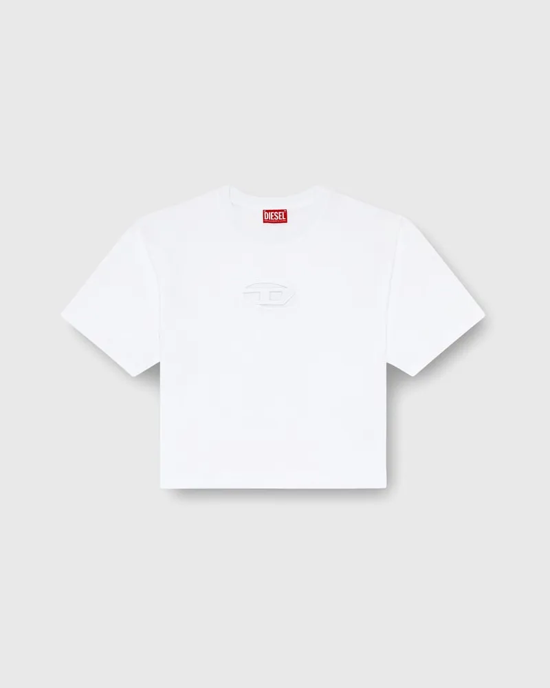Diesel Kastiges T-Shirt mit ausgeschnittenem Oval D-Logo - T-Shirts - Damen - Weiss Weiss