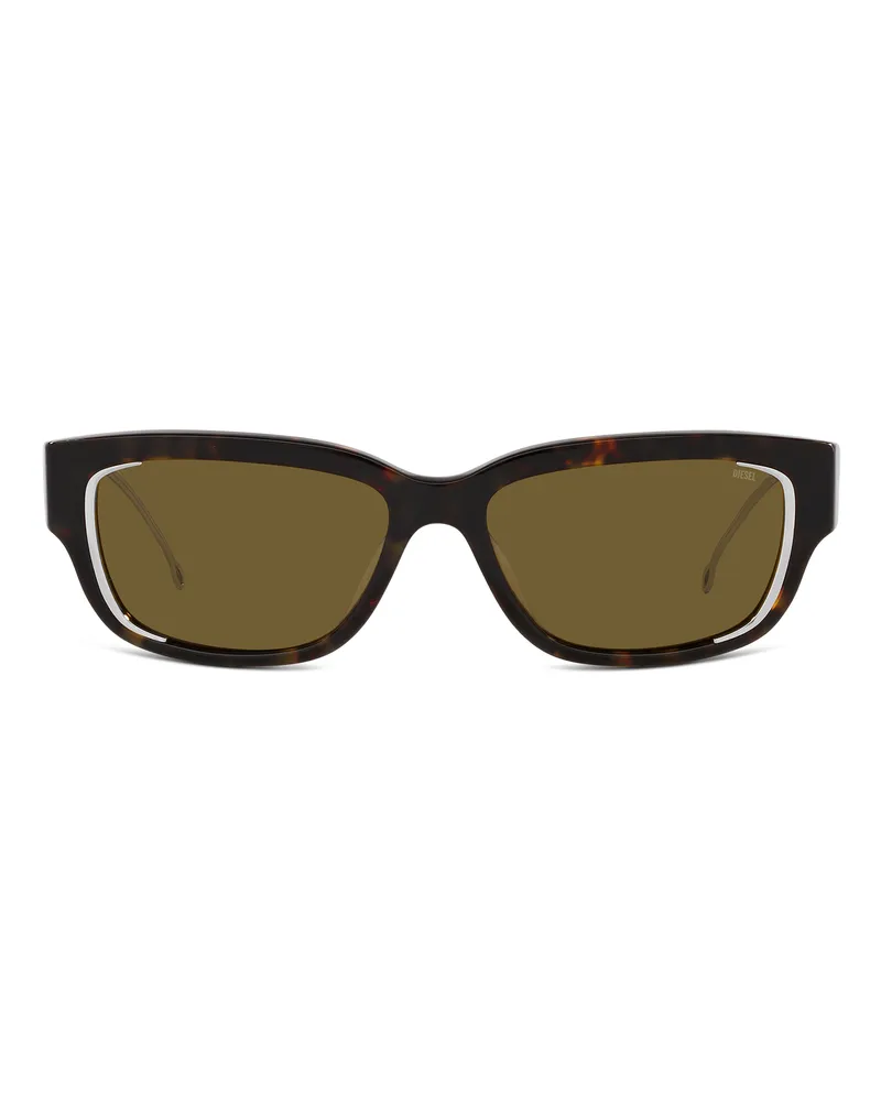 Diesel Rechteckiges Modell Brille - Sonnenbrille - Unisex - Braun Braun
