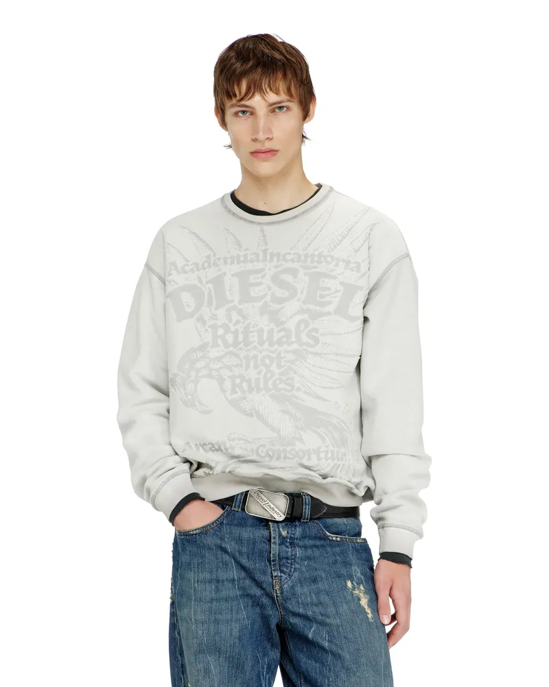 Diesel Sweatshirt mit dévoré-Print - Sweatshirts - Herren - Grau Grau
