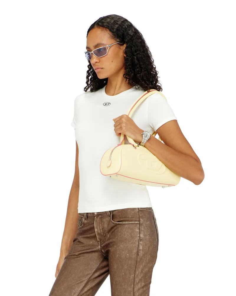 Diesel Schmal geschnittenes T-Shirt mit metallischem Oval D - T-Shirts - Damen - Weiss Weiss