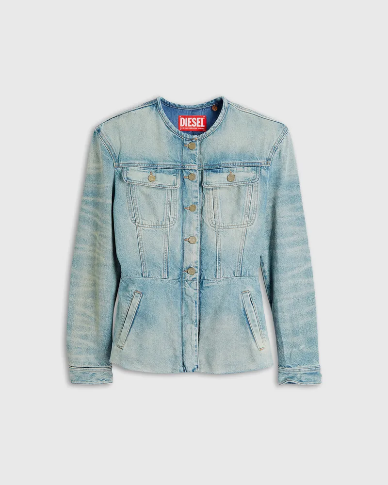 Diesel Kragenlose Jeansjacke - Denim jacken - Damen - Blau Blau