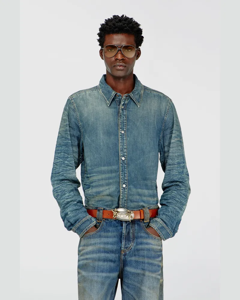 Diesel Hemd aus Denim mit Knitter- und Used-Effekt - Denimhemden - Herren 
