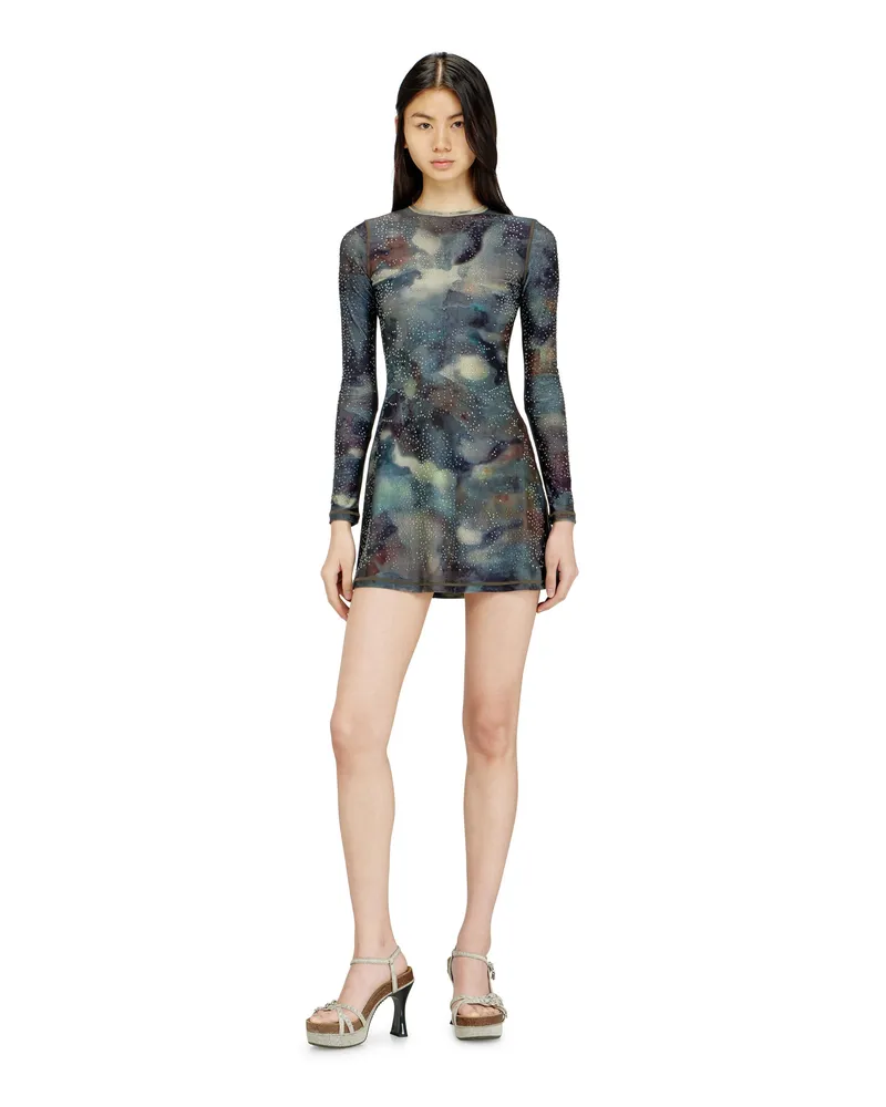 Diesel Bedrucktes Minikleid mit Kristalldetails - Kleider - Damen - Bunt Bunt